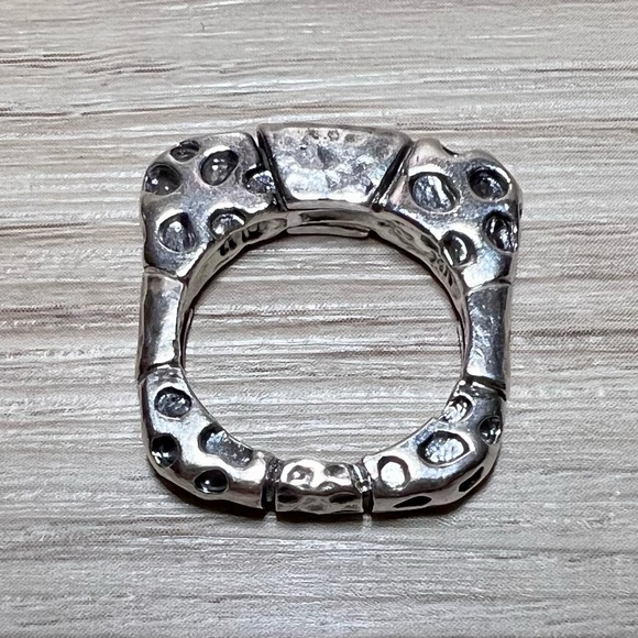 Designer DIAN MALOUF 14K White Gold/Sterling Silver Stacking Ring, Size 7 - Picture 8 of 8